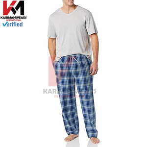 Conjunto de Pijama de Viscosa de Bambú para Hombre, Camisa de Dormir Suave con Botones, Pantalones de Dormir a Cuadros Tejidos con Bolsillos, Transpirable y Ligero - Product Image 4