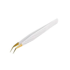 Pinzas profesionales de Extensión de pestañas sin fibra de volumen de 45 grados de volumen de acero inoxidable - Product Image 1
