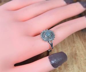 Genuine Aqua Chalcedony 6mm Bezel <b>Set</b> Handmade Solid 925 <b>Sterling</b> <b>Silver</b> Classic Wedding <b>Ring</b> for Women for Parties Fine Events - Product Image 4