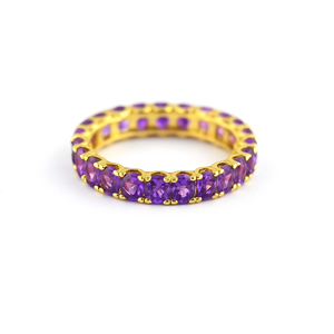 แหวนอเมทิสต์นิรันดร์แฮนด์เมด925สเตอลิงเงินวงแหวนหมั้นแบบเรียงซ้อนสำหรับงานแต่งงาน - Product Image 4