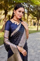 Sari en soie satinée tissée à la main de qualité supérieure belle bordure de créateur avec un style uni imprimé riche Pallu pour les mariages