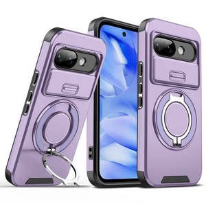 เคสแม่เหล็ก Google Pixel 9A 2025 พร้อมขาตั้งวงแหวนหมุนขนาดใหญ่ สีม่วง - Product Image 1