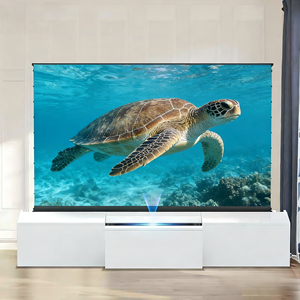 PerfecTisan Mueble para <span class=keywords><strong>TV</strong></span> Láser Blanco Todo en Uno de <span class=keywords><strong>100</strong></span> <span class=keywords><strong>Pulgadas</strong></span> con Proyección Ultra Corta para Pantalla de Proyección UST ALR que se Levanta del Suelo - Product Image 3