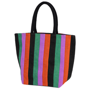 Bolsa de compras de playa de yute con asa acolchada tejida bolsa de diseño de rayas fabricada en Bengala Occidental en India - Product Image 4