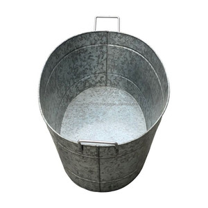 Jardinière galvanisée en relief de forme ovale, jardinière décorative en métal et fer galvanisé avec poignée en corde - Product Image 4