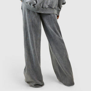 Conjuntos de 2 piezas para mujer 2025, conjunto de bombardero con cremallera de pierna recta larga lavada con ácido para mujer, Tops de algodón Vintage lavado de tendencia - Product Image 3