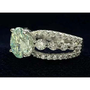 AAA+ Quality 3.05Ct Vvs1=+ Blue <b>White</b> <b>Round</b> Moissanite Diamond Engagement Ring 925 Silver Cus-Jew56 - Product Image 5