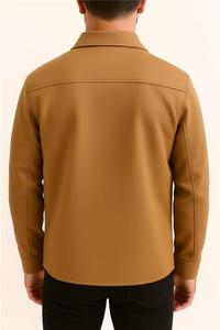 Veste surchemise personnalisée avec logo pour hommes |   Shacket uni avec deux poches poitrine |   Veste d'hiver en coton brossé doux - Product Image 4