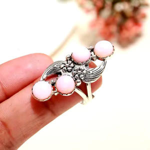 Wholesale Bulk Unique Design 925 Sterling <b>Silver</b> Women's Round Cut Wedding <b>Ring</b> Pink <b>Opal</b> Diamond Stone Gemstone Set for Parties - Product Image 3