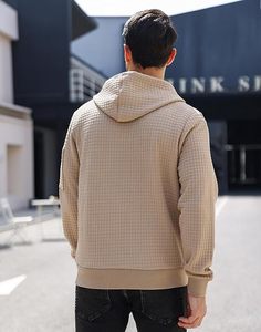 Sudadera ligera con cremallera completa para hombre Sudadera con capucha con cremallera y ajuste holgado Patrón sólido Diseño forrado Material de algodón de poliéster tejido - Product Image 6