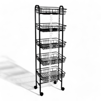Meuble de rangement pliable MDE durable à 4 niveaux en fil de fer, étagère à épices sur roulettes, organisateur mobile écologique pour cuisine et garde-manger