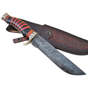 Cuchillo de caza de acero de Damasco hecho a mano con mango de resina, cuchillos de Camping DIY para padre, invitados de boda, OEM personalizable. - Product Image 1