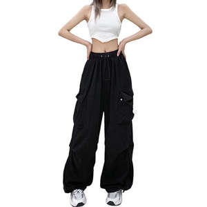 Pantalon en coton respirant droit taille haute pour femmes Design Streetwear Hip Hop avec fermeture à la taille élastique Nouvelle arrivée - Product Image 1