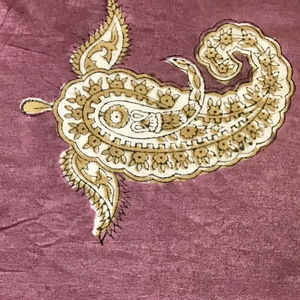 Tela de Algodón Estampada a Mano con Diseño Clásico de Paisley Buta |   Textil Étnico Indio Morado Malva - Product Image 3