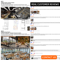 Muebles de Restaurante Estilo París, Asientos de Cuero con Botones, Sofá Banqueta, Mesas y Sillas Redondas de Mármol para Cafetería