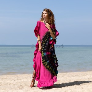 Body Cover Up de diseño premium para mujer Rayon Tie Dye Kimono Beach Cover Ups Poncho Caftan Dress a precios al por mayor a granel OEM - Product Image 1