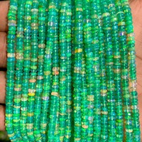 Perles rondes lisses en opale verte naturelle d'Éthiopie 3-5 mm, opale de feu Welo, fil de pierres précieuses de 16 pouces pour la fabrication de bijoux en gros