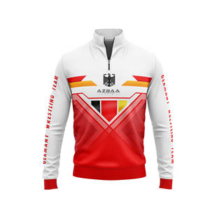 Veste d'entraînement en polyester personnalisée à manches longues pour homme, col montant, demi-zip, veste de sport et décontractée - Product Image 4