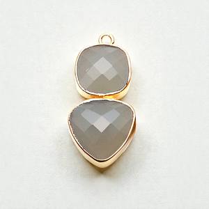 Charme en chalcédoine grise serti dans un cadre en argent 925 - Charme en pierre précieuse à faire soi-même - Pendentif serti dans un cadre - Product Image 1