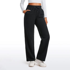 100% Cotton <b>Fleece</b> Winter Breathable Soft Baggy <b>Women</b> High Waist Straight Casual Wide Leg <b>Jogger</b> Sweatpants - Product Image 6