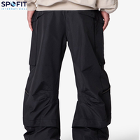 Jean baggy homme en coton 100% brodé, coupe droite, taille mi-haute, style streetwear, tissé, délavé, collection automne