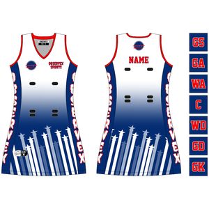 Logotipo personalizado de alta calidad Spandex/algodón Netball uniformes Kit mujeres equipo Baberos vestido sublimación Impresión de cuatro vías estiramiento de talla grande - Product Image 6