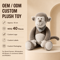 Peluche singe personnalisée de 10 cm, adorable mini-poupée en peluche, conception OEM ODM pour cadeaux en gros