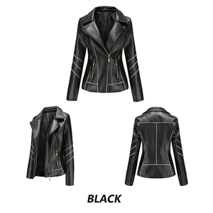 Nuevo diseño de moda personalizada chaqueta de cuero para mujer abrigo de moda chaqueta de cuero para motocicleta - Product Image 3