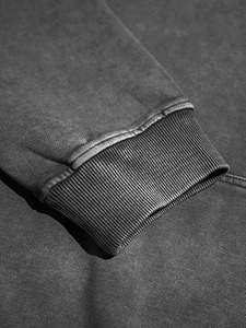 Sweat à capuche pour homme, effet délavé, 100% coton molletonné, respirant, coupe classique, épaules tombantes, poche, long, décontracté - Product Image 5