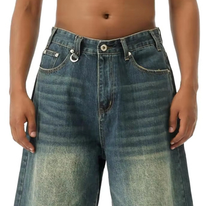 Shorts en jean décontractés pour hommes, coupe droite et ample, écologiques, été, style Y2k, streetwear hip-hop, jeans - Product Image 1