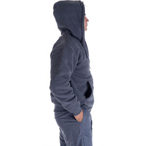 Wholesale <b>Men's</b> Solid Color <b>Sherpa</b> Lined Polyester-Cotton <b>Fleece</b> Winter Hooded Pullover Thick Breathable Eco-Friendly Zipper-Up - Product Image 3
