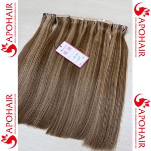 Mejor calidad Balayage Highlight Tape Hair Double Drawn 100% Remy Extensiones de cabello humano Onda natural Clip-en chino vietnamita - Product Image 4