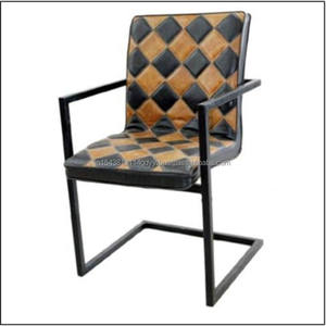 Silla de comedor de cuero con Base voladiza de metal Silla de oficina Cuero genuino Adecuado para cocina Oficina Estudio Sala de recepción - Product Image 3