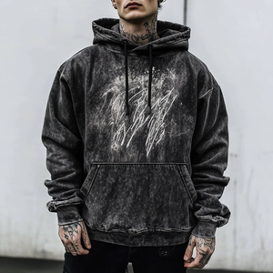 เสื้อมีฮู้ดแบบสวมหัวสำหรับผู้ชายผ้าคอตตอน100% ซักหินเฮฟวี่เวทใส่สบายโลโก้ตามสั่ง - Product Image 2