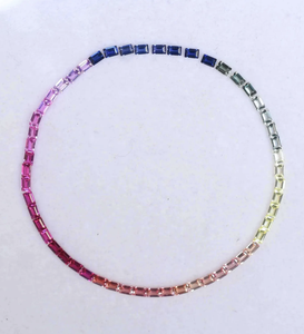 Lab Grown Multi Sapphire <b>baguette</b> rectangle shape Cut Gemstone For Jewelry making <b>Bracelets</b> ring necklace Faceted Mix color - Product Image 1