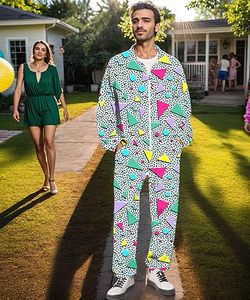 ชุดวอร์มเรโทรสำหรับผู้ชาย80S และ90s แจ็คเก็ตกันลม70s ชุดฮิปฮอปวินเทจ2ชิ้นสำหรับฮาโลวีนหรือแฟชั่นทุกวัน - Product Image 5