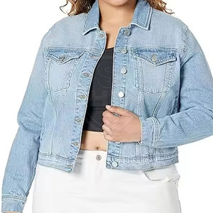 Veste en jean courte pour femme, manches longues, dernier design, couleur unie, tendance, pour usage extérieur - Product Image 1