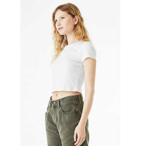 2025 été Vintage haut court t-shirts pour femmes Logo personnalisé couleur Sexy basique à manches courtes col rond bouton solide Sport - Product Image 1