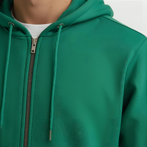 <b>Green</b> Zip Up Hoodie Soft Cotton Fleece Sweatshirt with Front Zipper and OEM/ODM Private Label Options - Product Image 4