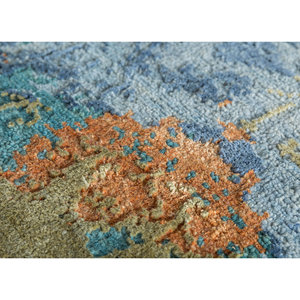 Alfombras de Lana y Seda Anudadas a Mano del Lejano Oriente, con Diseño de Medallón Rectangular y Patrones de Rompecabezas, para Sala de Estar, Pasillo, Juvenil - LRS-17 - Product Image 3