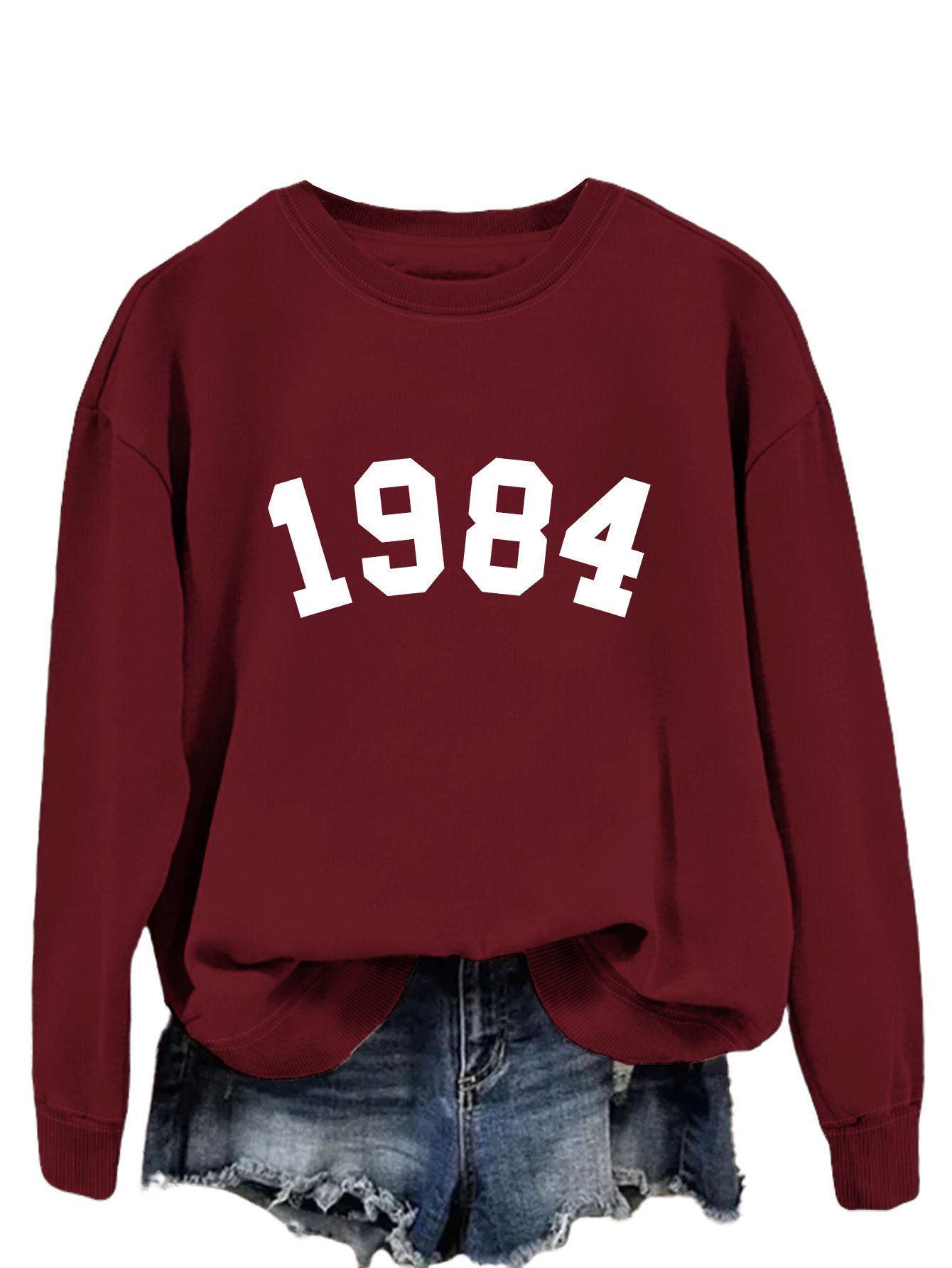 Burgundy sweatshirt (white font)