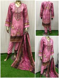 ชุดสนามหญ้าผ้าฝ้าย100% สำหรับนักออกแบบปากีสถานพิมพ์ลายขนาดใหญ่พิเศษ - Product Image 2