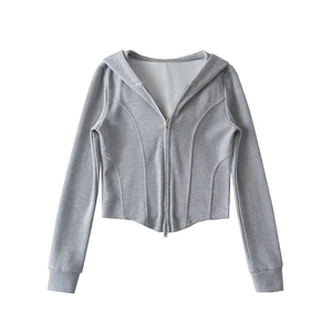 Comfortable <b>Zipper</b> <b>Hoodies</b> For <b>Women</b> Unique Design <b>Women</b> Breathable Turtleneck <b>Zipper</b>-Up Short <b>Hoodies</b> For Woman Breathable - Product Image 5