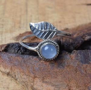 Bijoux pour femmes Bague style bohème en argent Bijoux en argent sterling 925 Aigue-marine Gemstone Tendance Bague faite à la main Cadeau pour l'amour - Product Image 3