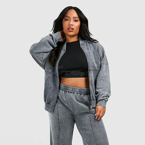 ชุดวอร์มสไตล์ฮิปฮอปแบบมีซิปสำหรับผู้หญิงชุดวอร์มผ้าฝ้ายสำหรับใส่ตามสั่งทำจากปากีสถาน - Product Image 6