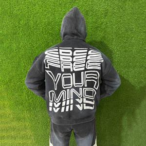 Chándal de Mezcla de Algodón con Capucha Unisex de Primera Calidad 2 en 1, Ropa Deportiva Transpirable de Talla Grande con Logotipo Estampado para Invierno - Product Image 5