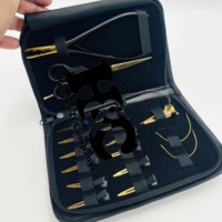 Kit d'outils pour extensions de cheveux en acier inoxydable HOOPER and COMPANY avec étui à pinces et logo - Utilisation commerciale durable