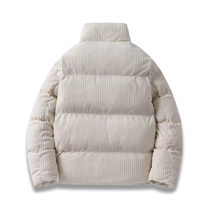 Veste matelassée d'hiver pour hommes personnalisée OEM Bulle lâche épaisse chaude imperméable en velours côtelé tricoté rembourré Jacect - Product Image 4