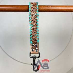 Correa de perro con asa acolchada de tráfico de diseño floral vintage de piel auténtica 2025 personalizada al por mayor para control de entrenamiento - Product Image 1