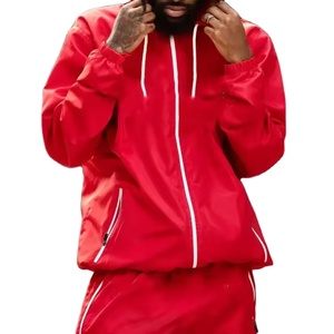 Survêtement personnalisé en nylon et polyester coupe-vent OEM de haute qualité ROUGE COUPE-VENT ensemble court pour hommes 2025 - Product Image 3